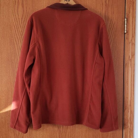 Very Nice GH Bass Earth Rust Colored Quarter Zip Fleece Pullover Jacket Sz M - Picture 2 of 5